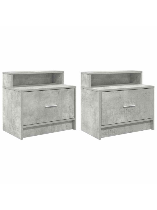 Yöpöytäkaapit laatikolla 2 kpl betoninharmaa 51x31x47 cm