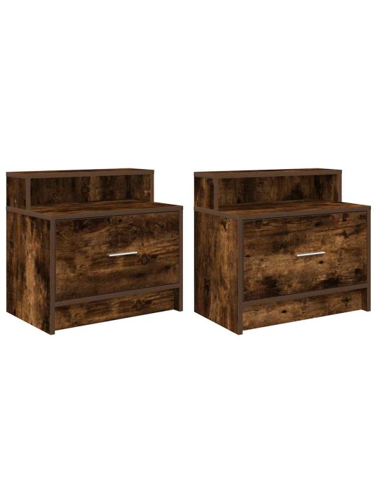 Yöpöytäkaapit laatikolla 2 kpl savutammi 51x31x47 cm