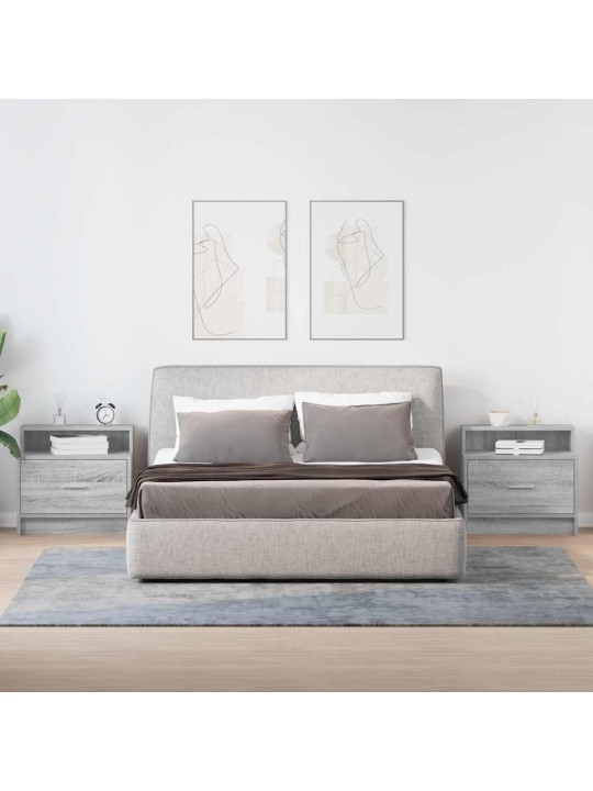 Yöpöytäkaapit laatikolla 2 kpl harmaa sonoma 51x31x47 cm