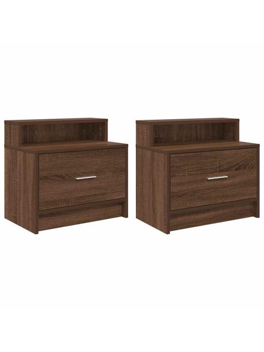 Yöpöytäkaapit laatikolla 2 kpl ruskea tammi 51x31x47 cm