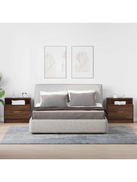 Yöpöytäkaapit laatikolla 2 kpl ruskea tammi 51x31x47 cm