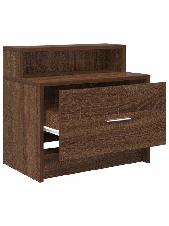 Yöpöytäkaapit laatikolla 2 kpl ruskea tammi 51x31x47 cm