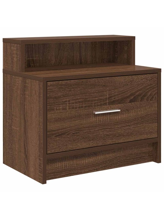 Yöpöytäkaapit laatikolla 2 kpl ruskea tammi 51x31x47 cm