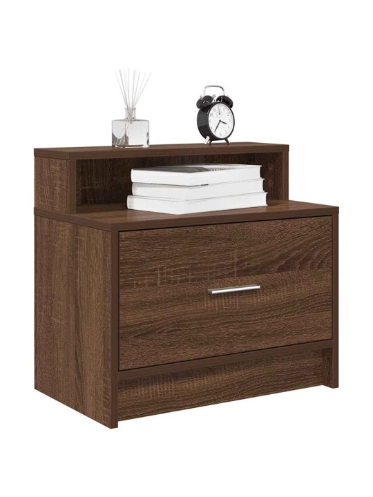 Yöpöytäkaapit laatikolla 2 kpl ruskea tammi 51x31x47 cm