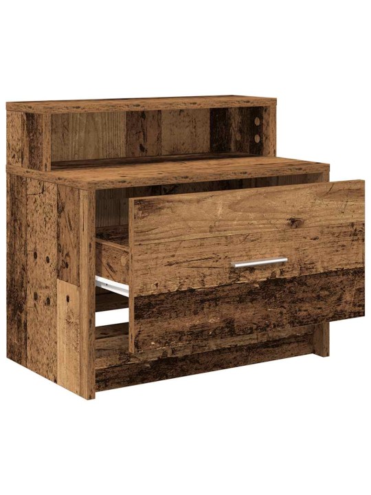 Yöpöytäkaapit laatikolla 2 kpl vanha puu 51x31x47 cm