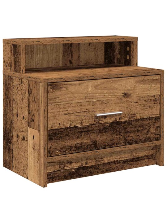 Yöpöytäkaapit laatikolla 2 kpl vanha puu 51x31x47 cm