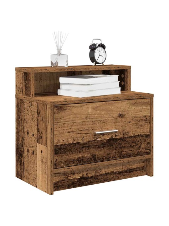 Yöpöytäkaapit laatikolla 2 kpl vanha puu 51x31x47 cm