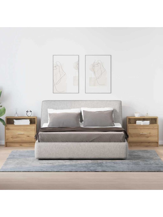 Yöpöytäkaapit laatikolla 2 kpl käsityöläinen tammi 51x31x47 cm