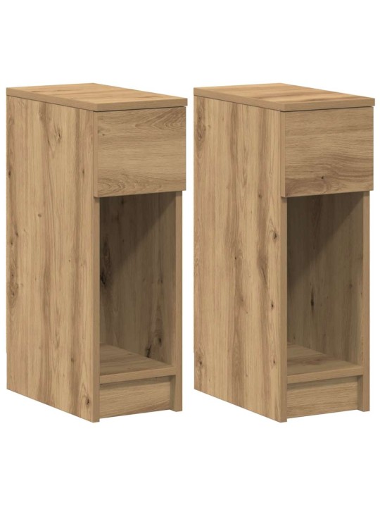 Yöpöytäkaapit laatikolla 2 kpl käsityöläinen tammi 20x36x60 cm