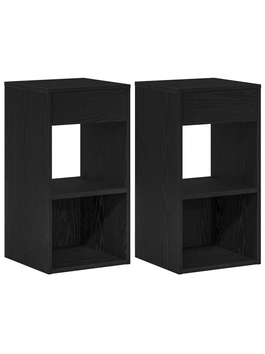 Yöpöytäkaapit laatikolla 2 kpl musta tammi 35x34x66,5 cm