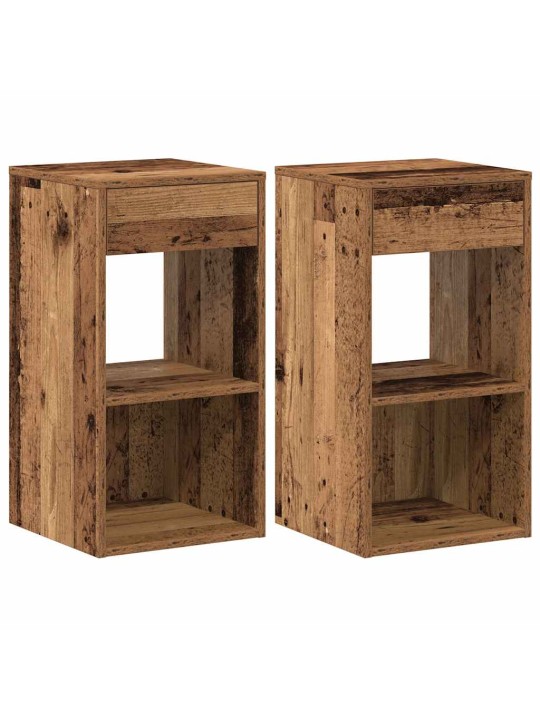 Yöpöytäkaapit laatikolla 2 kpl vanha puu 35x34x66,5 cm