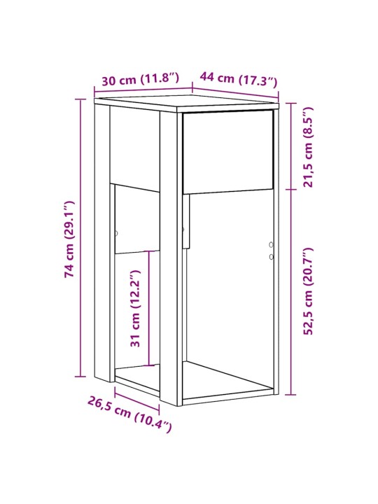 Tietokonetorniteline laatikolla betonin harmaa 30x44x74 cm