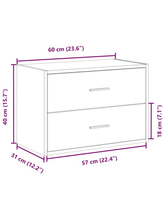 kaappi 2 laatikolla savutammi 60x31x40 cm tekninen puu