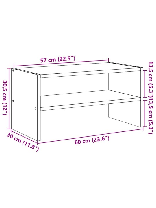 Kenkäteline pinottava betoni harmaa 60x30x30,5 cm