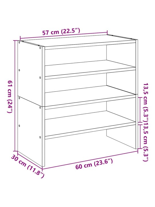 Kenkätelineet 2 kpl pinottava vanha puu 60x30x30,5 cm