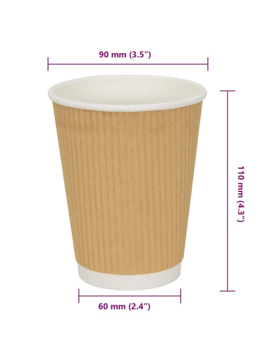 Paperiset kahvikupit 500 kpl 12 unssia 300 ml ruskea