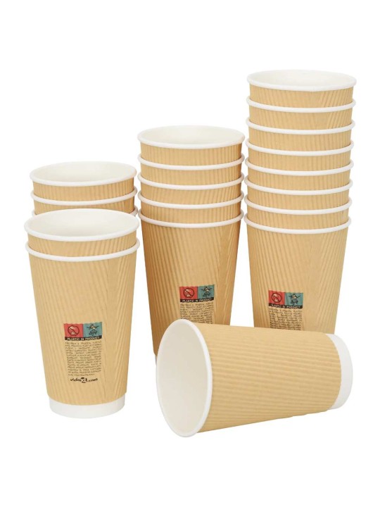 Paperiset kahvikupit 500 kpl 16 unssia 400 ml ruskea