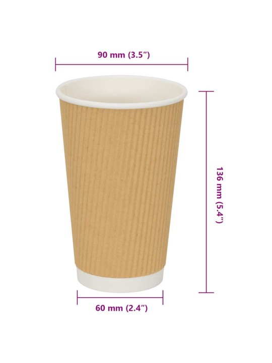 Paperiset kahvikupit 500 kpl 16 unssia 400 ml ruskea