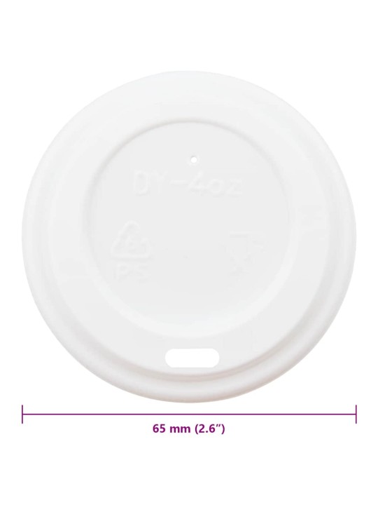 Paperi kahvikuppi kannet ø60 mm 4oz 1000 kpl valkoinen muovi