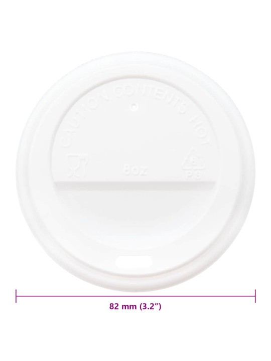 Paperiset kahvikuppikannet ø80 mm 8oz 1000 kpl valkoinen muovi