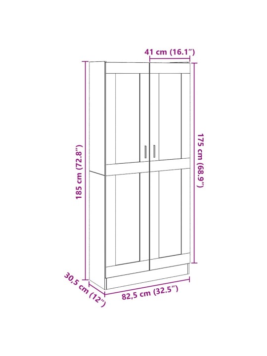 Kaappi vanhaa puuta 82,5x30,5x185 cm tekninen puu