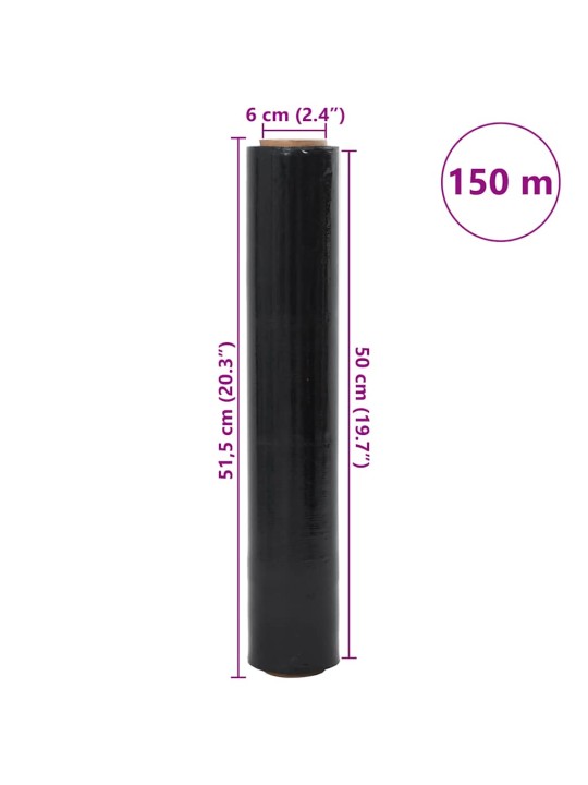 Stretch film 2 kpl musta 23 μm 50 cm x 150 m