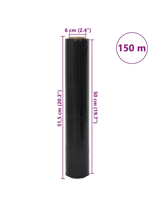 Stretch film 6 kpl musta 30 μm 50 cm x 150 m