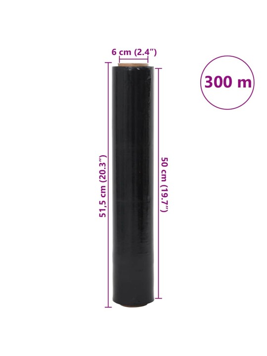 Stretch film 6 kpl musta 20 μm 50 cm x 300 m