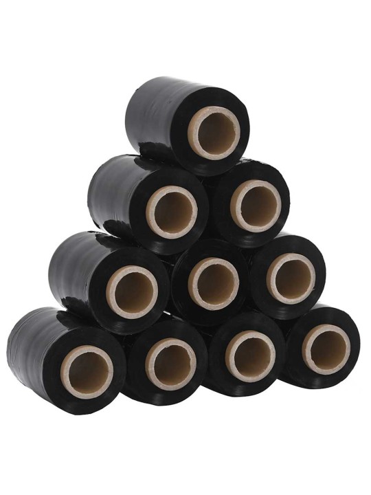 Stretch films 10 kpl musta 23 µm 10 cm x 150 m
