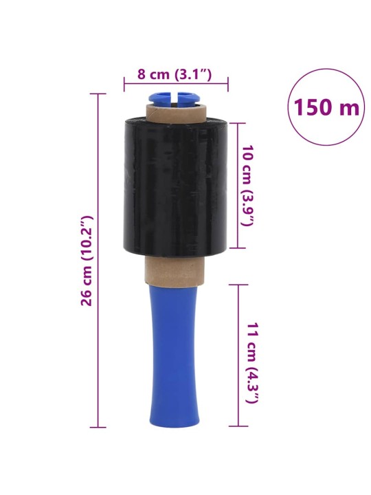 Stretch films 50 kpl musta 23 µm 10 cm x 150 m