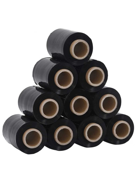 Stretch films 10 kpl musta 23 µm 10 cm x 300 m