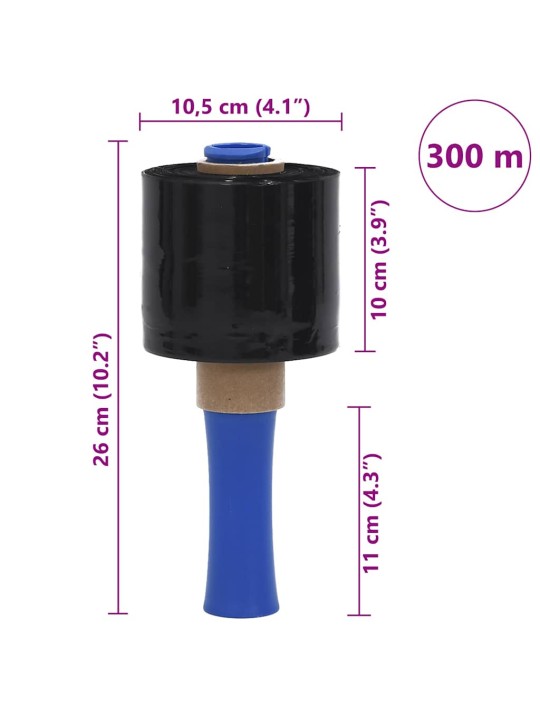 Stretch films 10 kpl musta 23 µm 10 cm x 300 m
