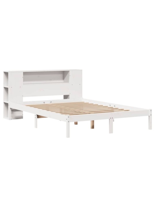 Sänky kirjahyllyllä ei patjaa valkoinen 120x200 cm täysi mänty