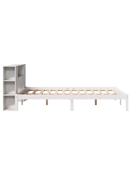Sänky kirjahyllyllä ei patjaa valkoinen 120x200 cm täysi mänty