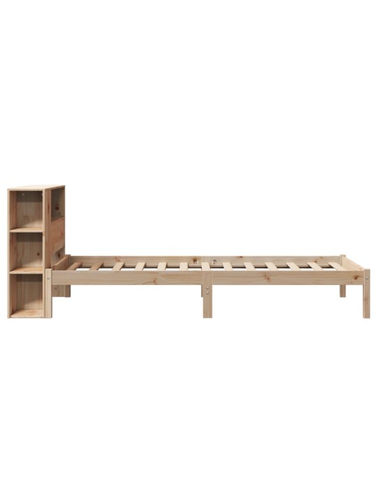 Sänky kirjahyllyllä ilman patjaa 75x190 cm täysi mänty