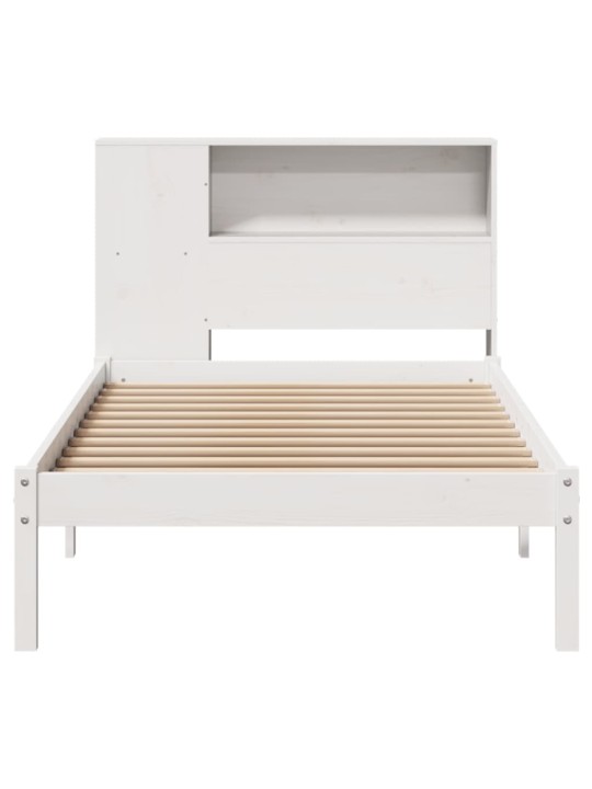 Sänky kirjahyllyllä ei patjaa valkoinen 75x190 cm täysi mänty