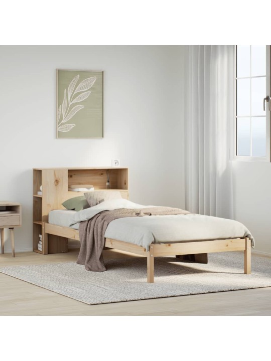 Sänky kirjahyllyllä ilman patjaa 90x190 cm täysi mänty