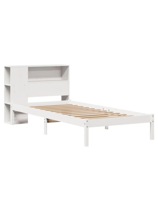 Sänky kirjahyllyllä ei patjaa valkoinen 90x190 cm täysi mänty