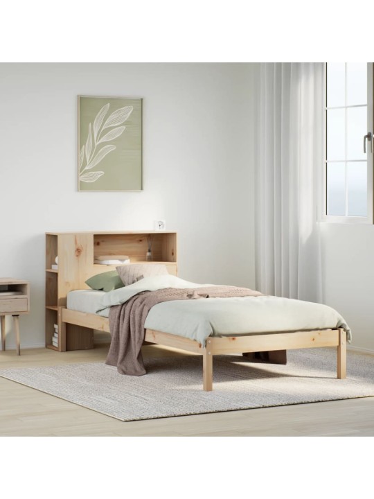 Sänky kirjahyllyllä ilman patjaa 90x200 cm täysi mänty