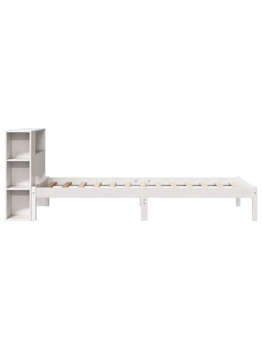 Sänky kirjahyllyllä ei patjaa valkoinen 90x200 cm täysi mänty