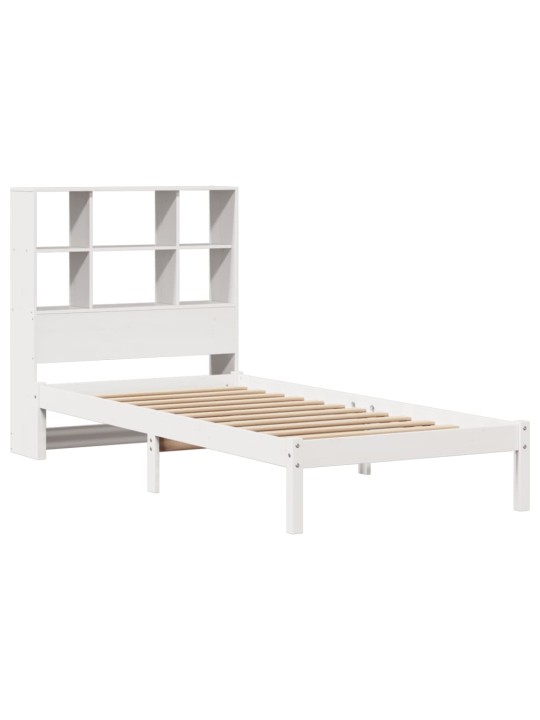Sänky kirjahyllyllä ei patjaa valkoinen 90x200 cm täysi mänty