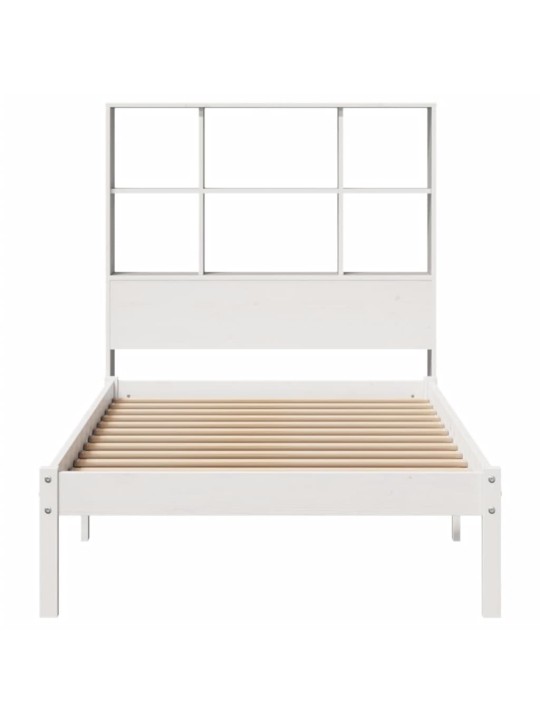 Sänky kirjahyllyllä ei patjaa valkoinen 90x200 cm täysi mänty