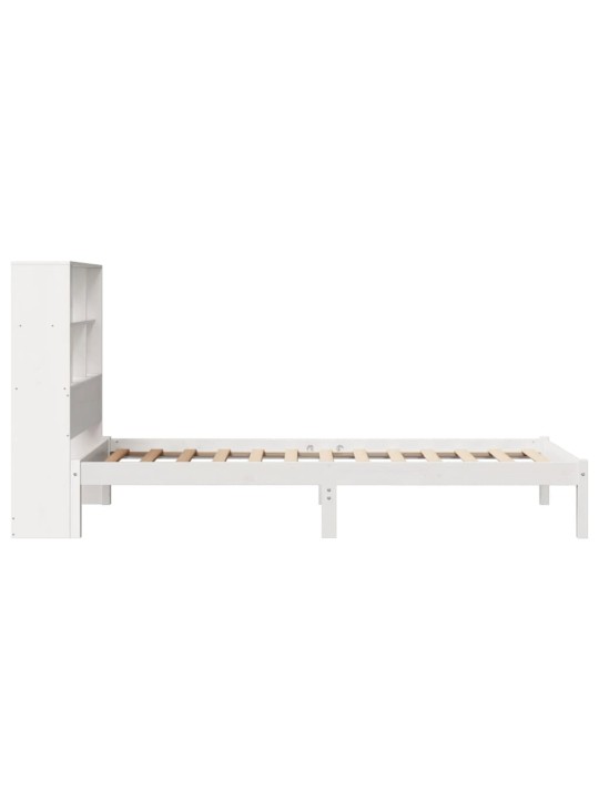 Sänky kirjahyllyllä ei patjaa valkoinen 90x200 cm täysi mänty