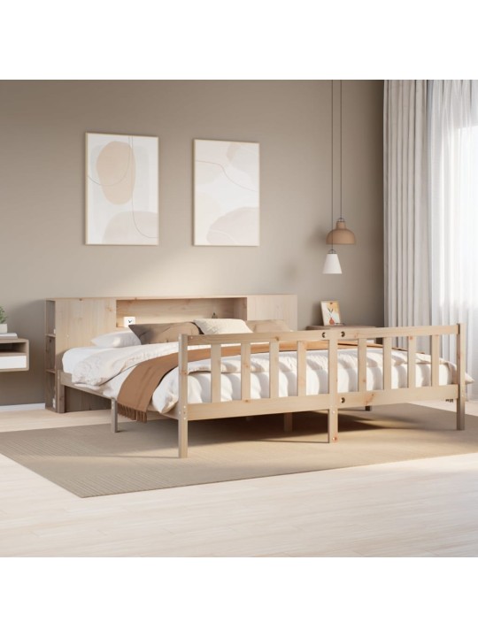 Sänky kirjahyllyllä ilman patjaa 180x200 cm täysi mänty