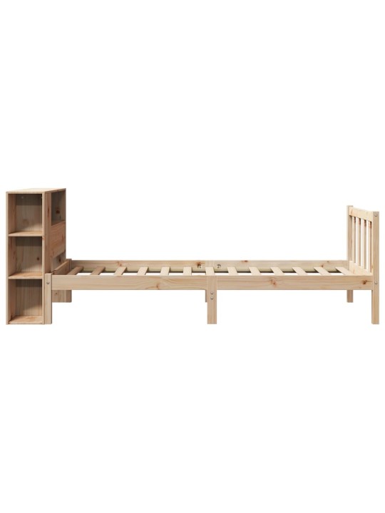 Sänky kirjahyllyllä ilman patjaa 75x190 cm täysi mänty