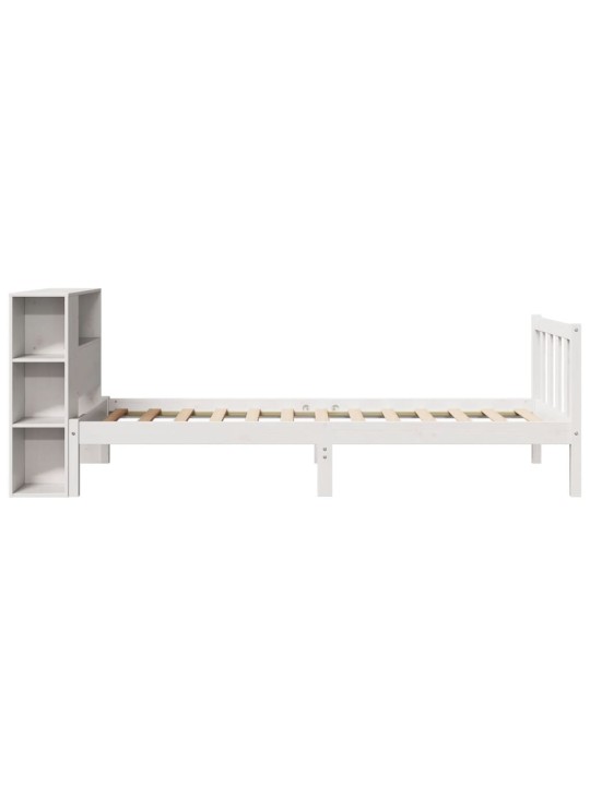 Sänky kirjahyllyllä ei patjaa valkoinen 90x190 cm täysi mänty