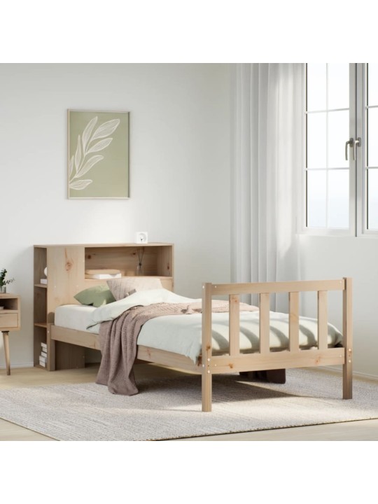 Sänky kirjahyllyllä ilman patjaa 90x200 cm täysi mänty