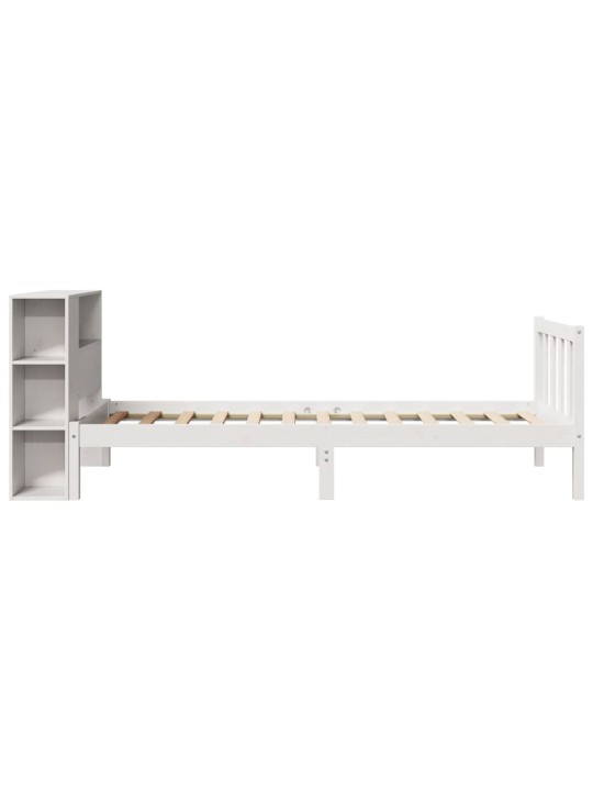 Sänky kirjahyllyllä ei patjaa valkoinen 90x200 cm täysi mänty