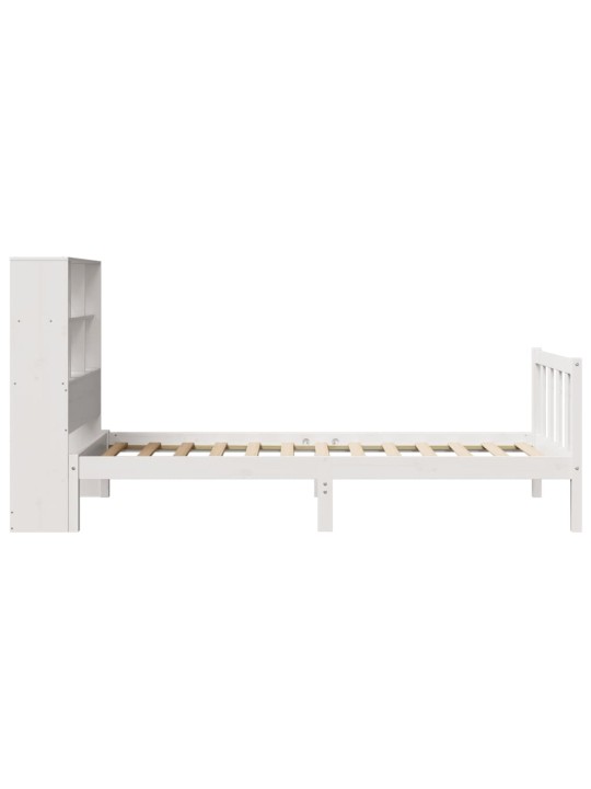 Sänky kirjahyllyllä ei patjaa valkoinen 90x200 cm täysi mänty