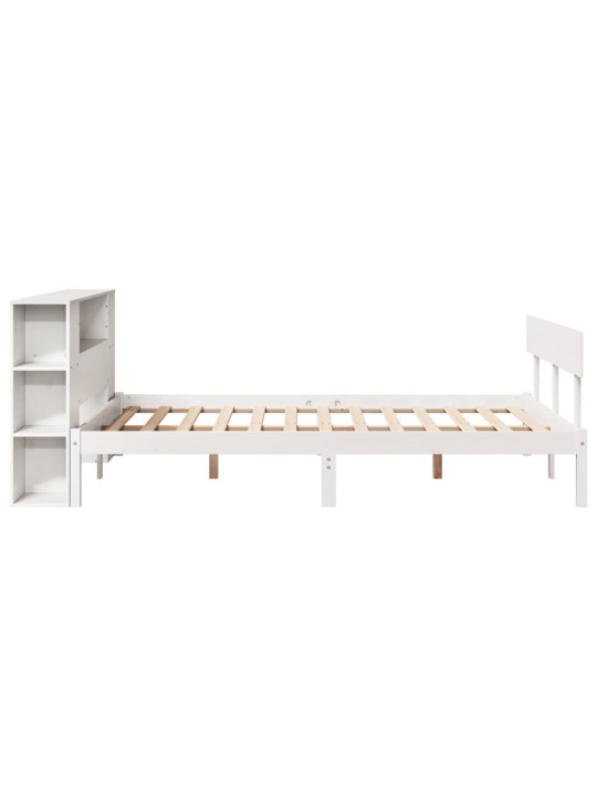 Sänky kirjahyllyllä ei patjaa valkoinen 120x200 cm täysi mänty